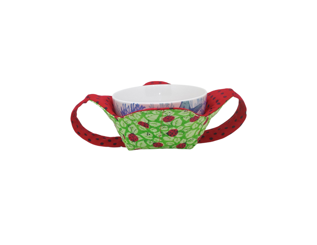 Ladybugs & Polka Dots Bowl Cozy - Microwavable Hot Pad with Hand Support