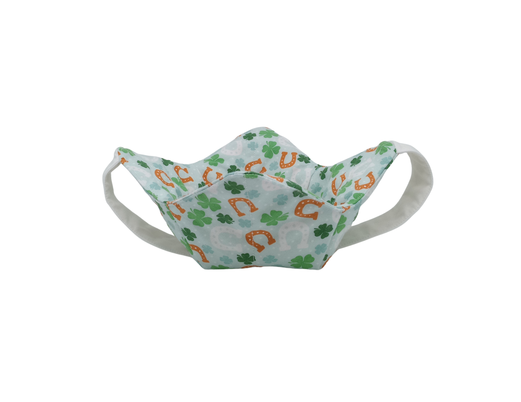 Green Clovers and Horseshoes Bowl Cozy with Hand Support, Microwavable Hot Pad