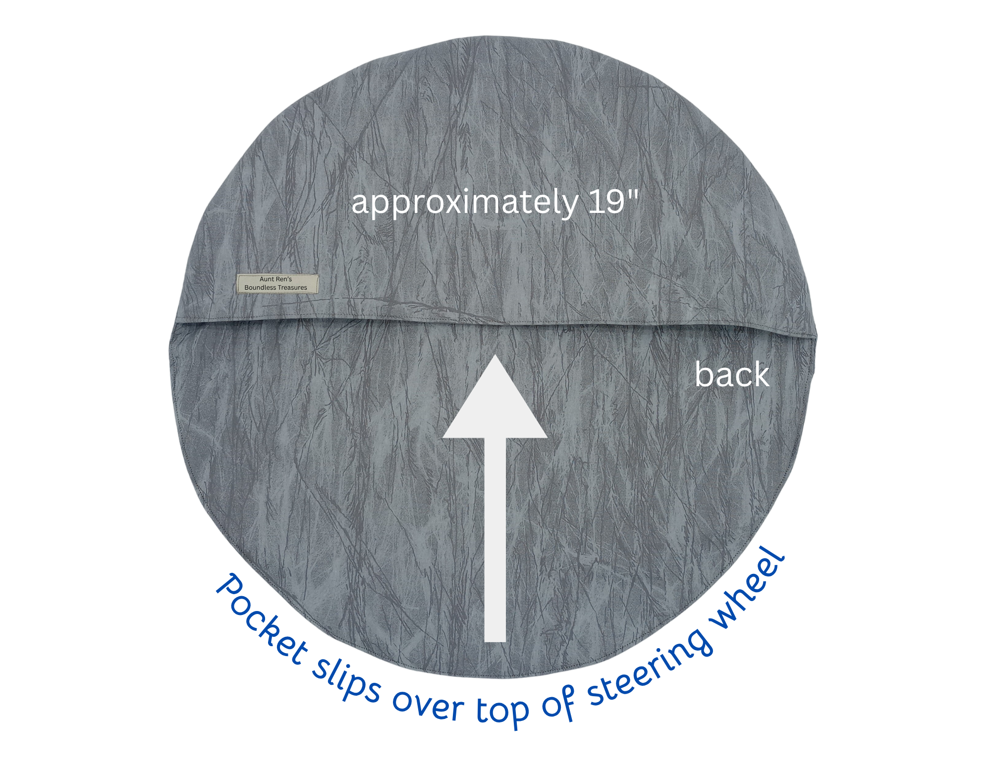 19" steering wheel cover, grey cracked ice print