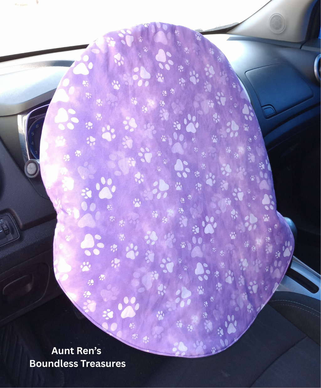 Purple Paw Prints Steering Wheel Cover: Sunshade, Heat Protector