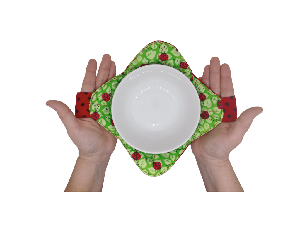 Ladybugs & Polka Dots Bowl Cozy - Microwavable Hot Pad with Hand Support