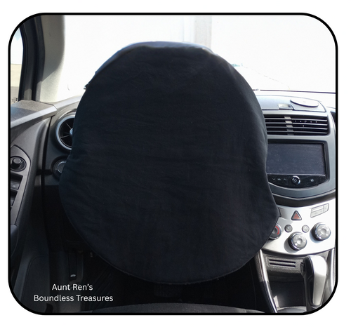Solid black slip on steering wheel cover