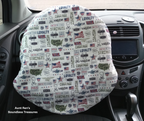 White steering wheel cover with patriotic wording