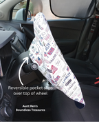 Slip on Steering Wheel Cover with patriotic wording