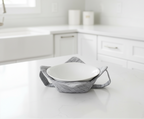 Grey Fence Bowl Cozy with Hand Support, Microwavable Hot Pad