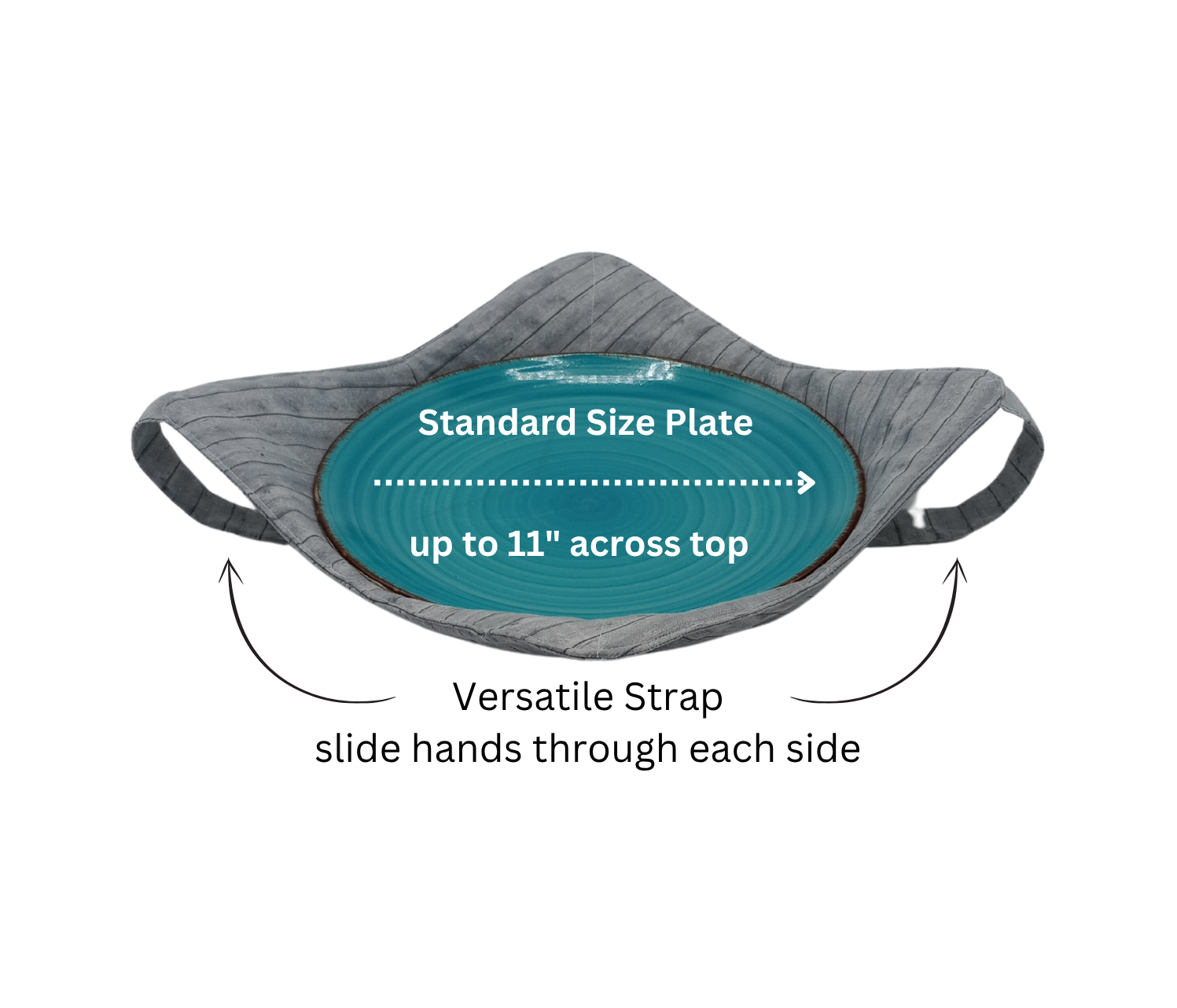 Grey Fence Plate Cozy with Hand Support, Microwavable Hot Pad