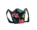 Colorful Teapots on black fabric, pint cozy with black strap