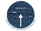 blue fabric with paw prints and dog bones reversible steering wheel cover
