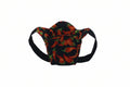ice cream cozy with chili peppers on black fabric with black handles