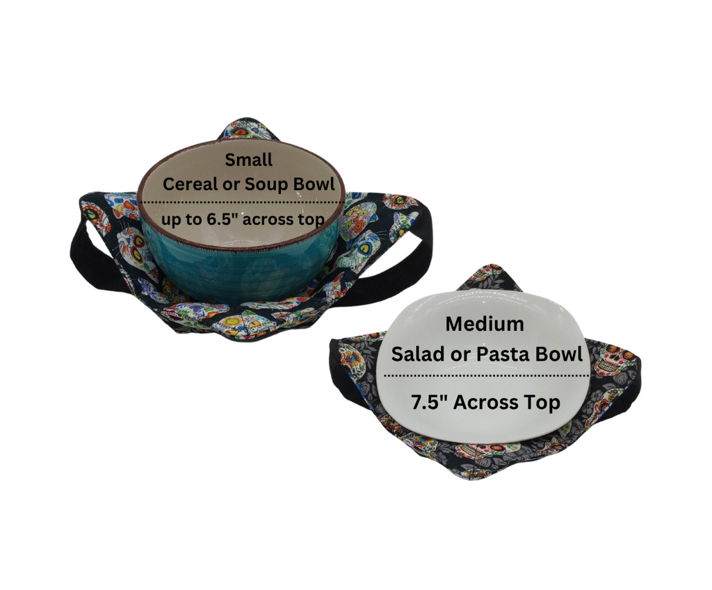 Sugar Skulls Bowl Cozy with Hand Support, Microwavable Hot Pad