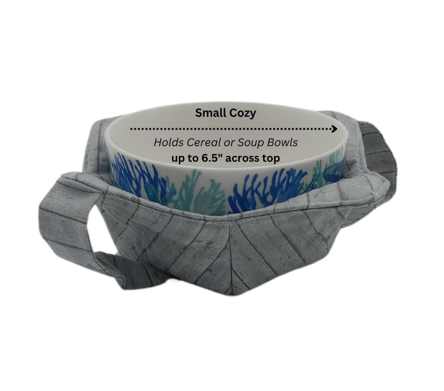 Grey Fence Bowl Cozy with Hand Support, Microwavable Hot Pad