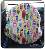 surfboards of different designs on yellow cotton fabric steering wheel cover
